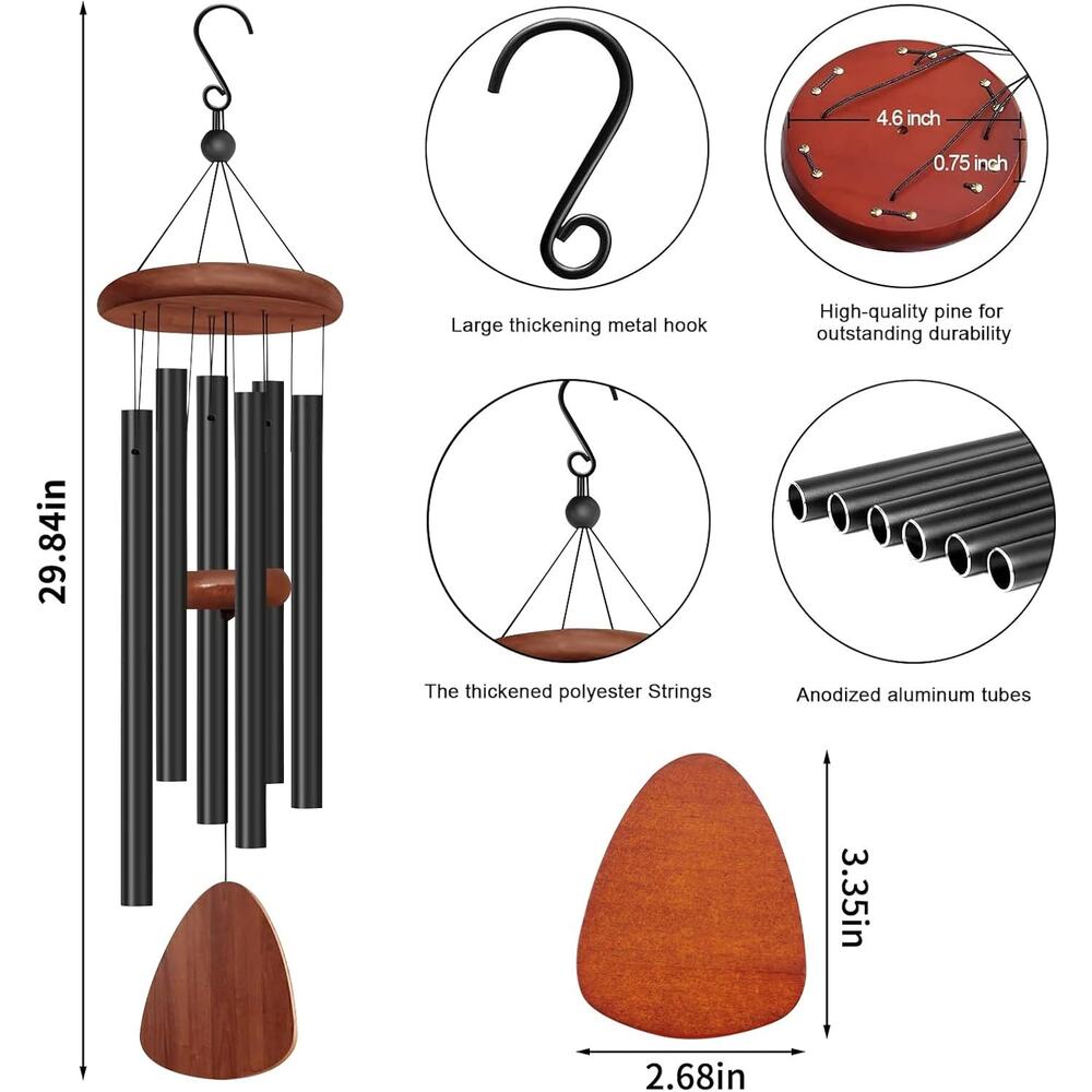 NEW 27" Wind Chimes  with 6 Aluminum Tubes - Picture 2 of 6